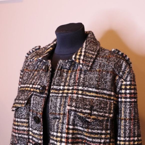 Free People Slouchy Eisenhower Plaid Cropped Jacket Sz S - Picture 7 of 7